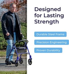 Walker Seat Stable Mobility Height Adjustable Durable Steel Frame 7.5 350