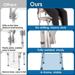 Heavy Duty Shower Chair with Arms & Back, 330lbs Capacity, Tool-Free Assembly, C