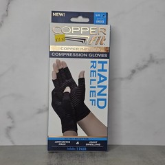 Copper Infused Fit Unisex Hand Relief Compression Gloves Size S/M BLACK 1 Pair