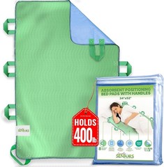 Waterproof 34″x52″ Bed Pads for Seniors – Absorbent & Lightweight with 8 Handles