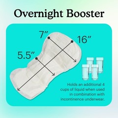Because 88 Pack Overnight Booster Pads White Unisex Incontinence Underwear