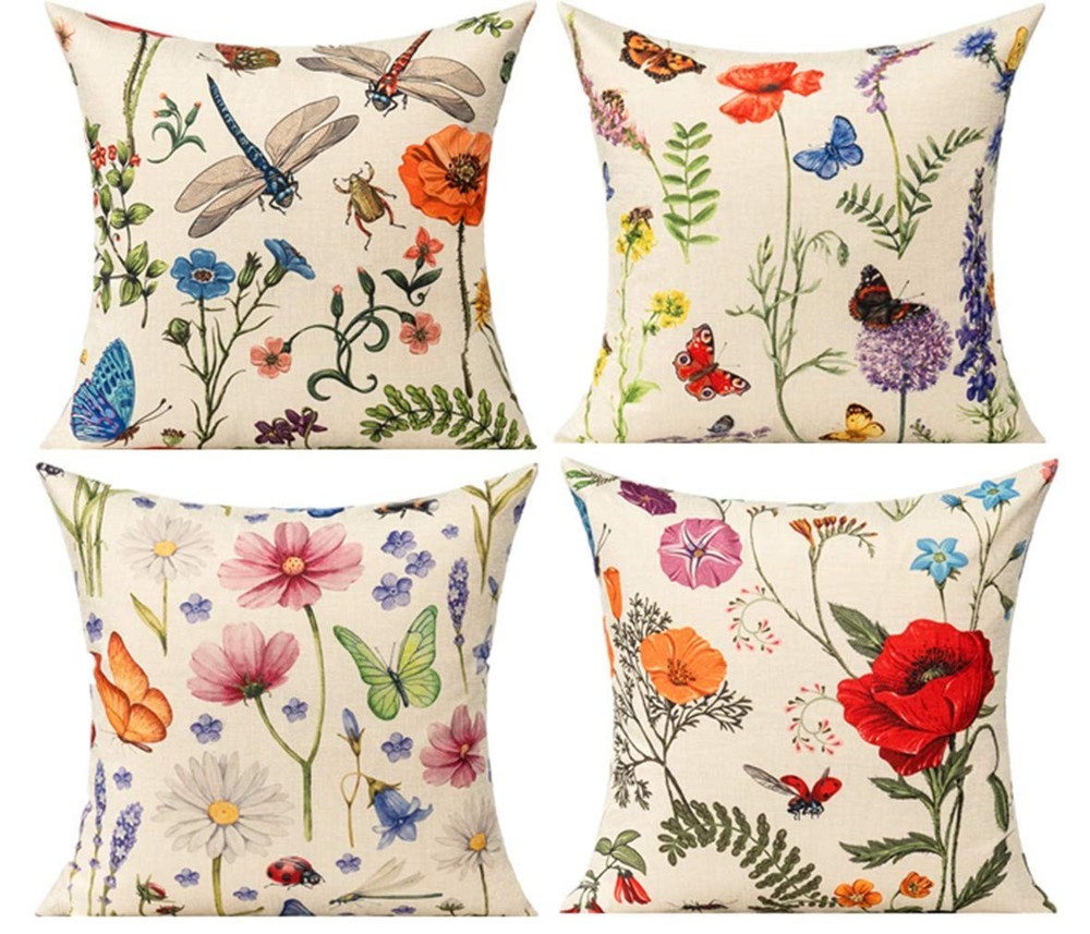 All Smiles Outdoor Patio Throw Pillow 18″ x (Pack of 4), Multicolor