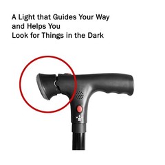 Refurbished Walking Cane with Light & Alarm – Foldable Adjustable – Size M