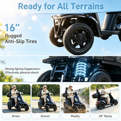 1000W Heavy Duty 4-Wheel Electric Mobility Scooter 60V 3-Speed 500lbs Load NEW
