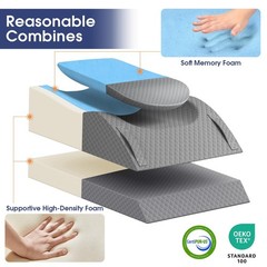 Elevate Leg Pillow with Memory Foam, Adjustable Height for Circulation & Recover