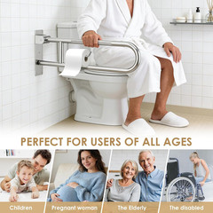 Toilet Grab Bar Support Rail 29.5 Inch, Anti-Slip Knurled Handicap Bathroom Safe