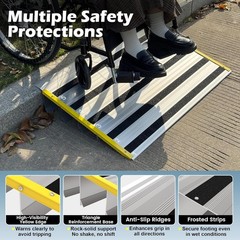 5″ Door Threshold Ramp for Wheelchairs Adjustable Aluminum Entry Ramp 880