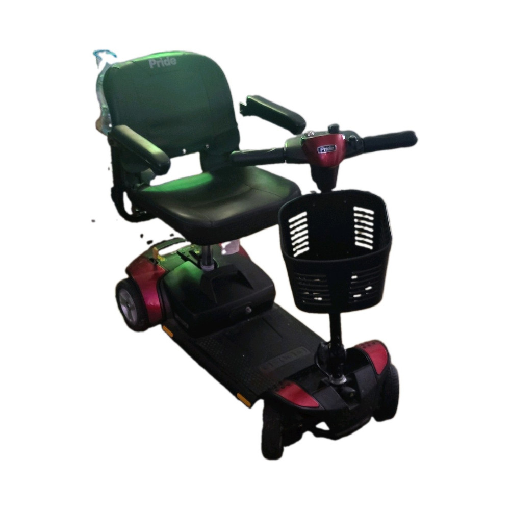 Pride Go-Go Elite Traveller 4-Wheel Electric Travel Scooter, Basket, Red/Black