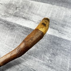 Natural Hardwood Walking Stick Cane Rustic Handcrafted Hiking Staff 35 Inch Bark
