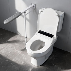 26 Inch Grab Bar for Toilet with Adjustable Height and Length, Flip up Bathroom