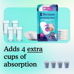 Because 88 Pack Overnight Booster Pads White Unisex Incontinence Underwear