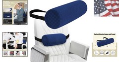 Ergonomic Lumbar Roll Pillow for Back Pain Relief – Dark Blue, Compact 11×4.3“