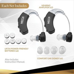 Black BTE Sound Amplifier for Enhanced Hearing – Easy Controls, Stylish Design