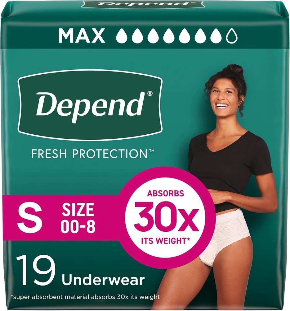 Depend FIT-Flex Women Incontinence Underwear, Max Absorbency, S/M/L/XL/2XL