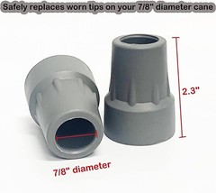 Non-Slip Crutch Tips – Durable TPR Material – Easy Installation – 7/8 Inch, Gray