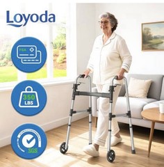 LOYODA FOLDING WALKER W/ 5” WHEELS & SKIS ADJUSTABLE LIGHTWEIGHT 350 LB NEW