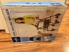 Medline Steel Rollator Walker with Seat Burgundy 350lb Weight Capacity 6” Wheels