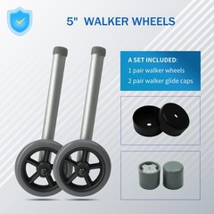 Zantle Walker Wheels Replacement – 5 Inch, for Walkers 5 inches, Grey