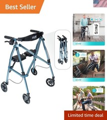 Cobalt Blue Space Saver Rollator – Lightweight Folding Walker for Seniors