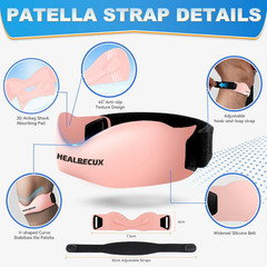 Silicone Patellar Tendon Support Strap, Adjustable Non-Slip Patella Band Stab…