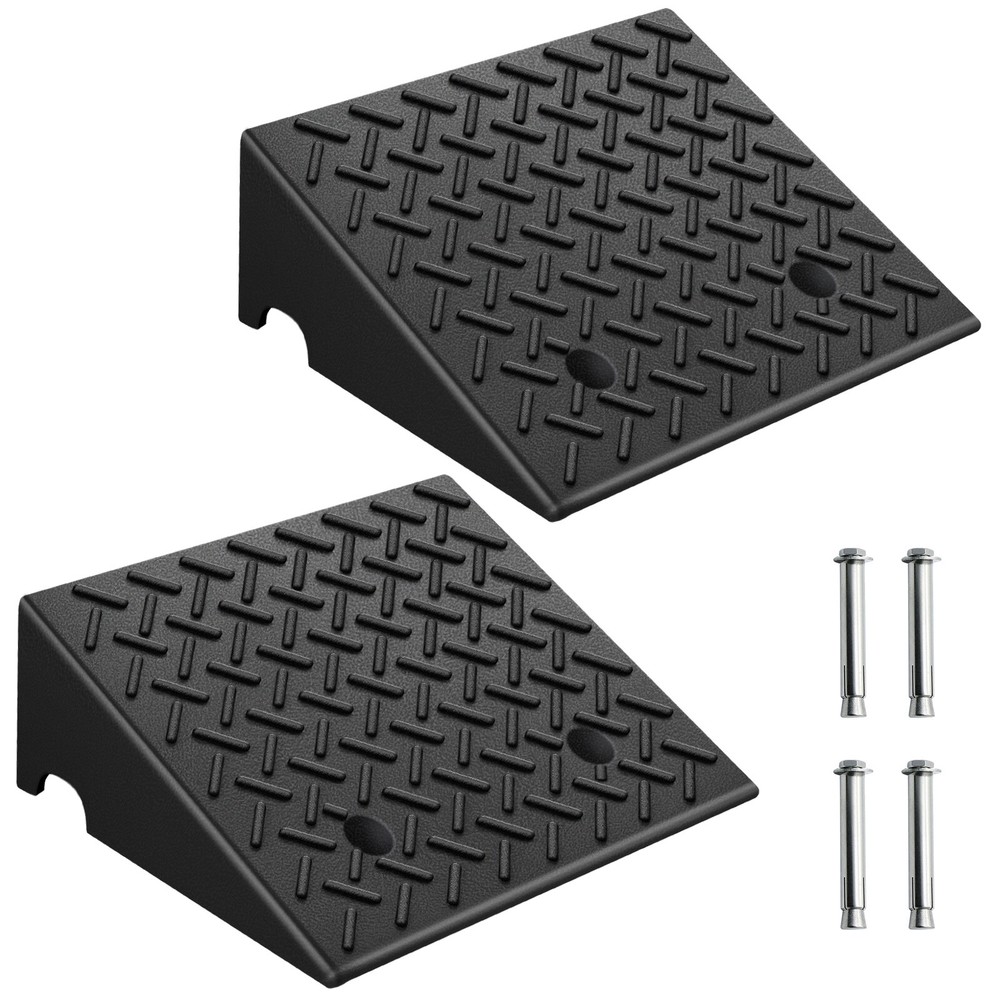 2x Driveway Ramp 6“ Curb Rubber Heavy Duty Threshold Ramp 8818 lbs Load w/Bolts
