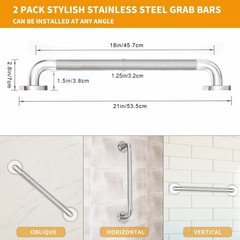 2 Pack Shower Grab Bar with Knurled Anti-Slip Grip 18 Inch ADA Compliant 500l…