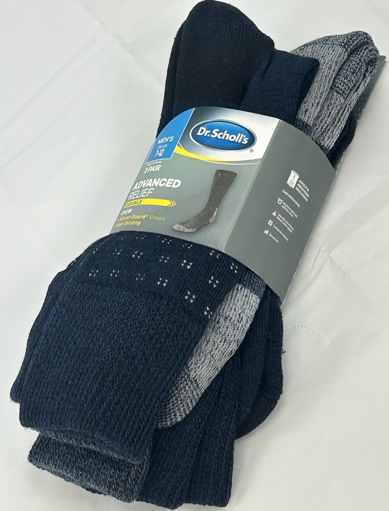 Dr. Scholl’s 3-pair pack Men’s Advanced Relief Casual Crew Socks Size 7-12 New