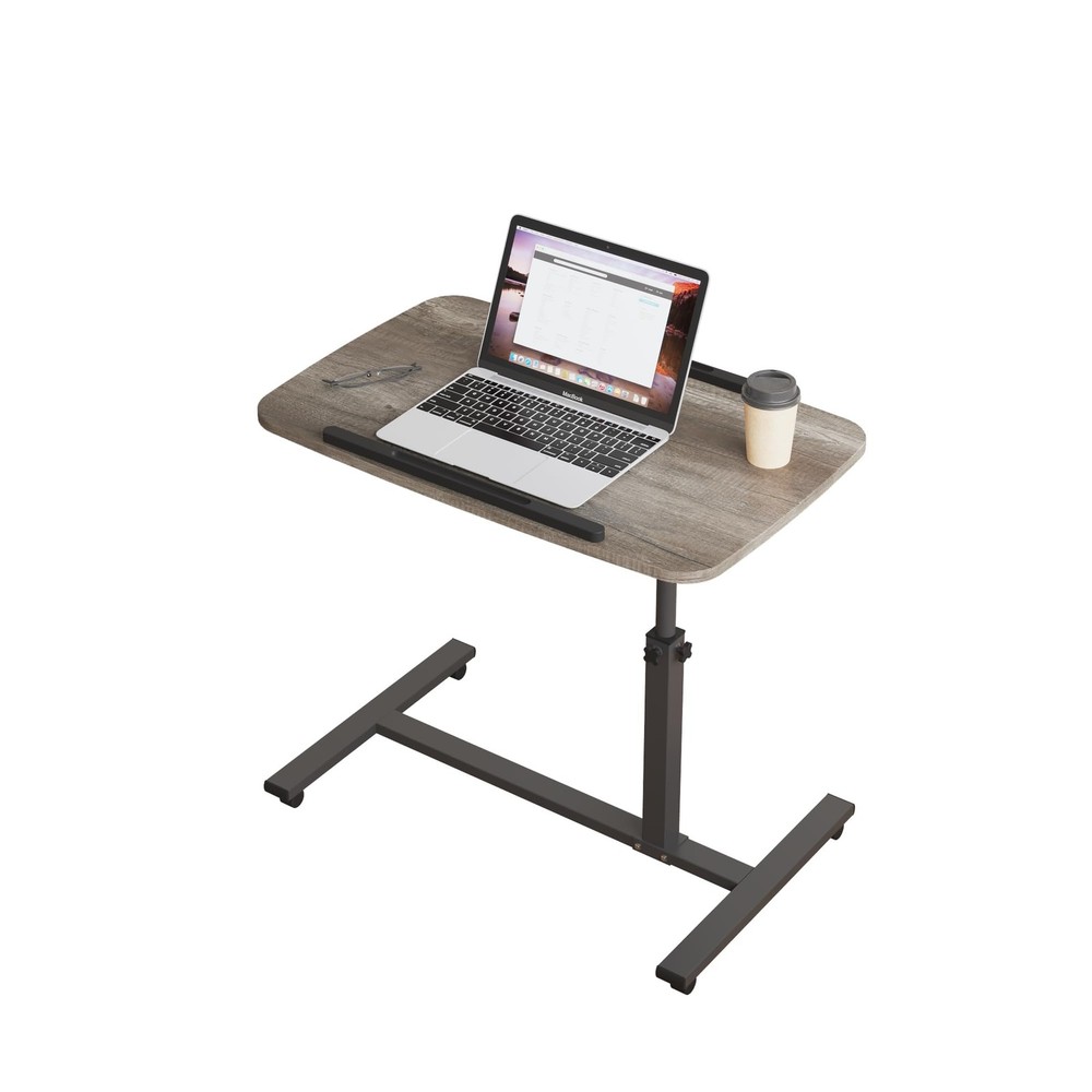 Furist Adjustable Overbed Bedside Table 18.9 in x 26.4 x 3.2 in, Oak Grey