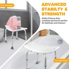 Shower Chair Bath Stool Seat Padded Height Adjustable Bathtub Shower Seat 300lb