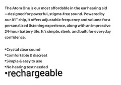 Audien Hearing Atom One OTC Hearing Aids Wireless, Rechargeable, Beige (SEALED)