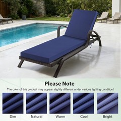 Aegisun Chaise Lounge Cushions Outdoor, 72x 21x 3 Inch 72×21+3″, Navy Blue