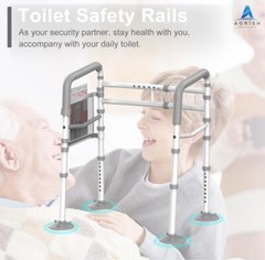 Agrish Stand Alone Toilet Safety Rails – Adjustable Width & Height Fit Any To…