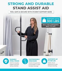 Double Handle Non-Rotating Floor to Ceiling Grab Bar, No-Drill Tension Mounte…