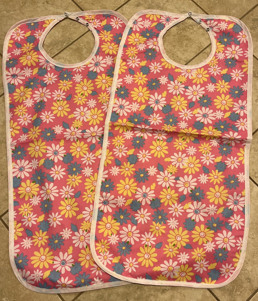2 Pack! Washable, 18X36, Elderly Seniors, Special Needs, Disabled, Reusable Bib