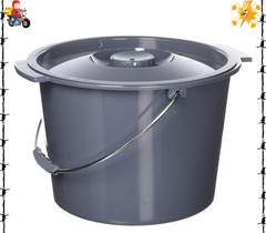 Universal Fit Commode Bucket – 2 Gallon Capacity with Lid and Handle, Dark Gray