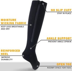 Zipper Compression Socks Men Women Stockings 20-30mmH Unisex Support Graduated.