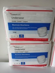 64 Pack Cardinal Health Underware Sure Care Super Maximum Absorbency Size Large