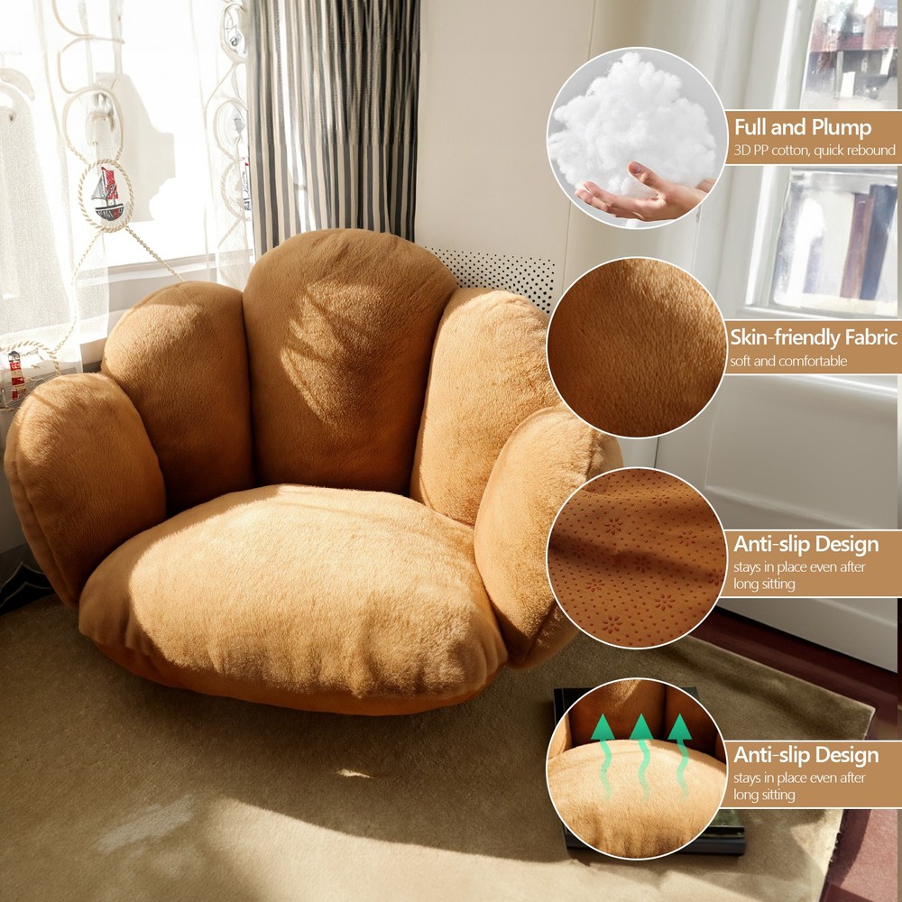 Paw Shaped Plush Seat Cushion 20x20in Fuzzy Chair Pad Patio Bedroom Floor Decor