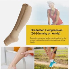 1/3PK Zipper Compression Socks Closed Toe 20-30mmHg With Zipper Safe Protection