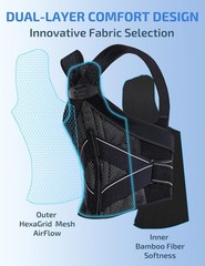 Enthra Posture Corrector for Women and Men with M (Waist 31’‘-39’‘), Black