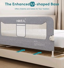 HOMEAL Bed Rail for Toddlers, 59in Swing Down Baby Bed Rail Guard, Toddler WHITE