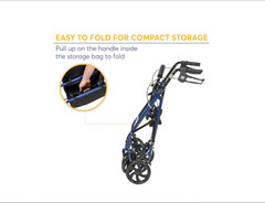 Drive Medical Four Wheel Rollator Rolling Walker with Fold Up Removable Back Sup