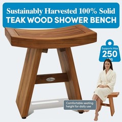 18″ Asia Teak Shower Bench – Durable Water Resistant Shower Chair