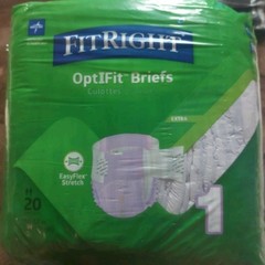 Fitright Extra Adult OptIFit Briefs 20-Count 30-52 In size Large Medline New