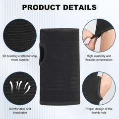 JUSDIQIR Palm Brace Wrist Support Sleeves (1 Pair), Everyday One Size, Black