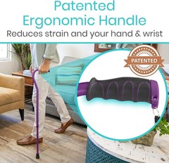 Vive Walking Cane for Women, Men, Elderly – Patented Offset Cane, Purple