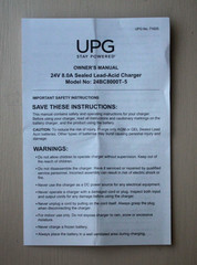 UPG 24 Volt 8.0 Amp XLR 24BC8000T-5 Automatic Battery Charger