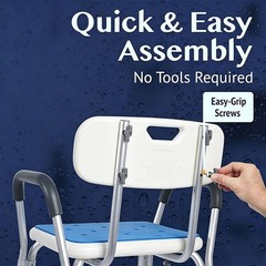 Bath Stool Shower Chair with Back Bath Seat & Arms Adjustable Height-300lbs