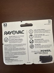 Rayovac Size 10 (Yellow) Zinc-Air Hearing Aid Batteries, 32 Pack, 1.45V