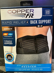 Copper Fit Rapid Relief Back Support 3/1 Hot/Cold Therapy Unisex One Size Ppd2U!